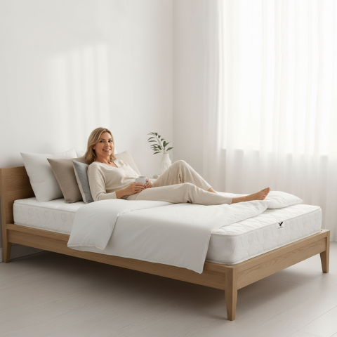 Saltea Ortopedica Transilvan, SweetDreams, Hipoalergenic, Spuma Poliuretanica, Textil Ecologic, 90x200x15 cm, Alb