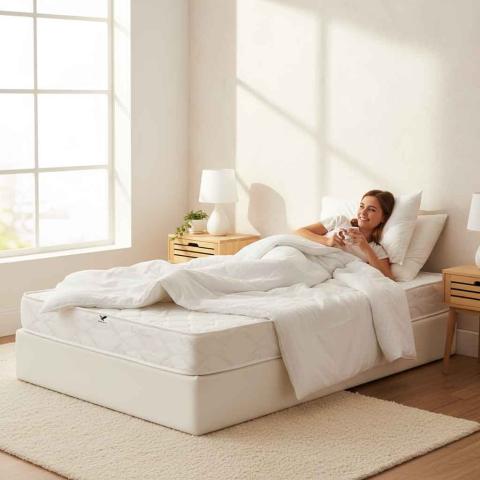 Saltea Ortopedica Transilvan, SweetDreams, Hipoalergenic, Spuma Poliuretanica, Textil Ecologic, 80x200x15 cm, Alb