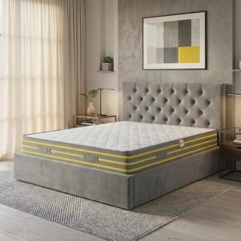 Saltea Premier Plus, SweetSleep, Arcuri Bonell, Fermitate Ridicata, Textil Ecologic, Fata Vara si Iarna, Bumbac Natural si Lana, Transilvan, 160x200x2